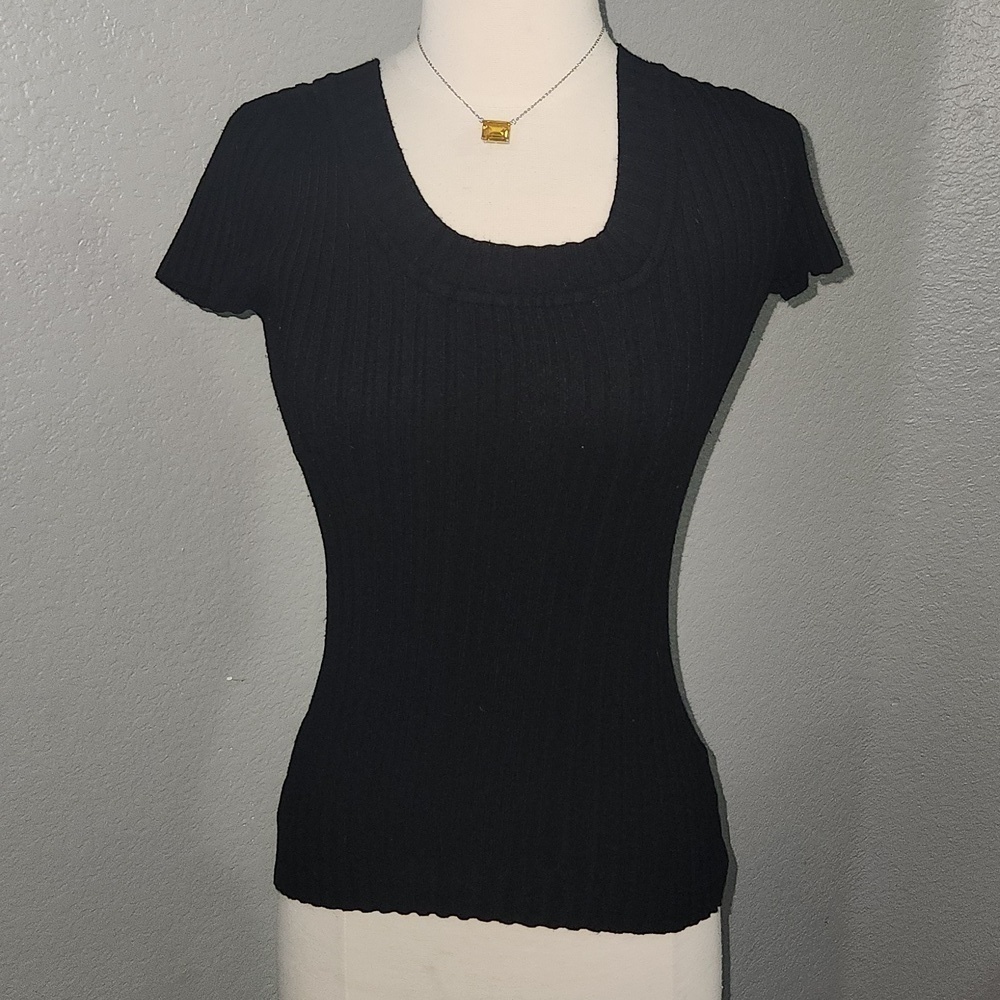Papaya Black Ribbed Top Y2K Vintage size Small